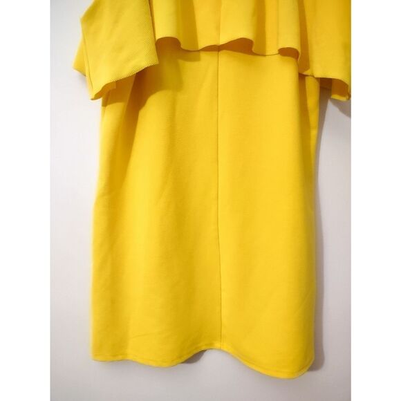 Zara Yellow Cold Shoulder Coastal Grandmother Dress Textured Ribbed Size Medium - Picture 8 of 12
